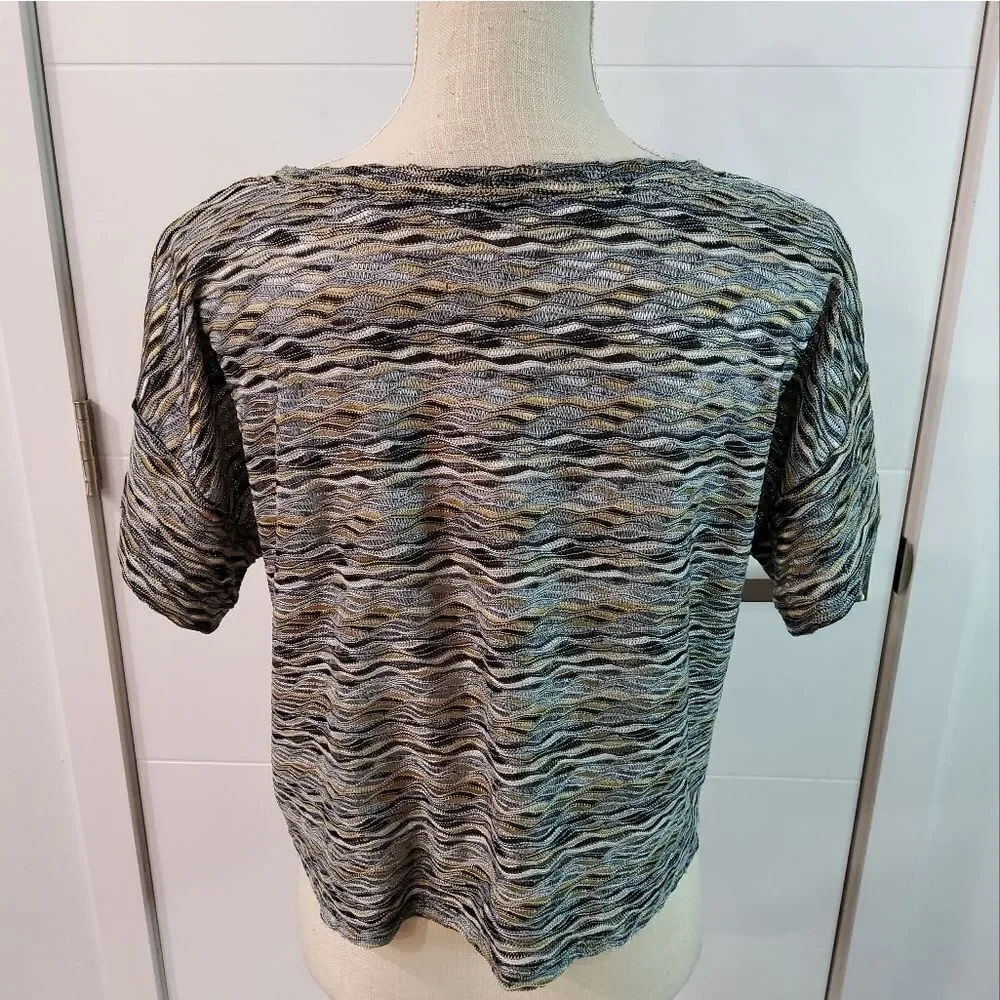 Free People Black Rainbow Wave Crop Top Size M